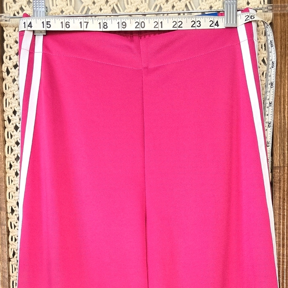 NWT Adidas Wide Leg Wrap Around Track Pants in Barbie Pink - Picture 4 of 8